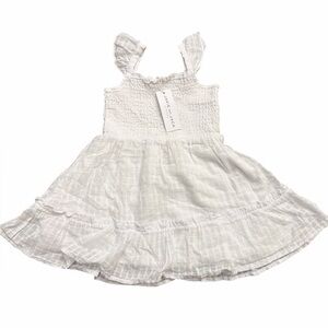 White Ruffled Strap Smocked Girls' Dress